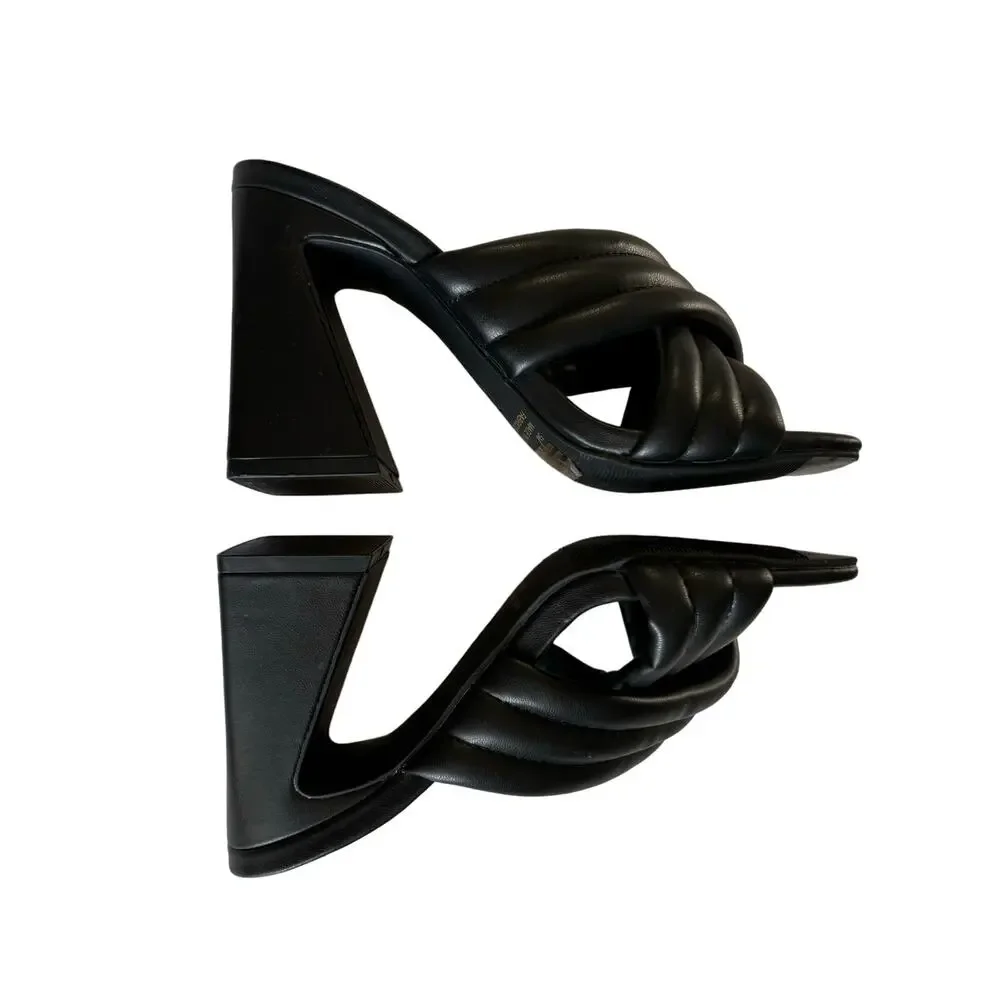 Abound Women’s Black Block Heel Faux Leather Crossover Strap Sandals Size 5